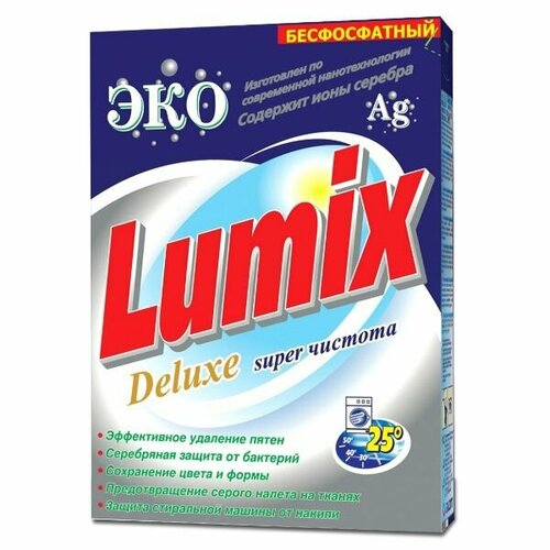 Стиральный порошок LUMIX Delux Автомат картонная упакаковка 400г бесфосфатный 3 шт 1052₽