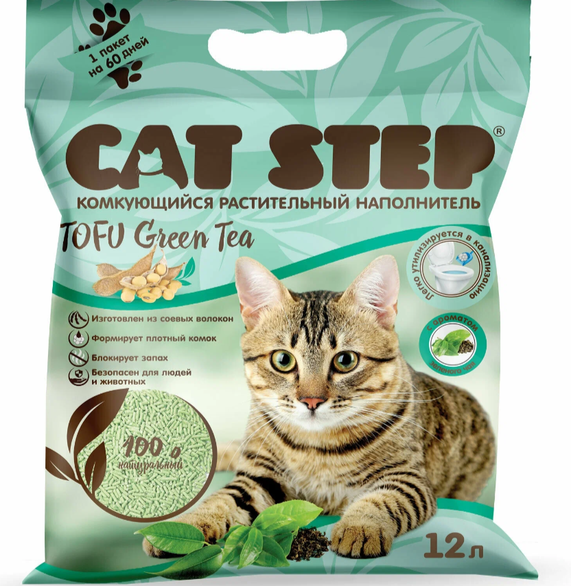 Комкующийся наполнитель Cat Step Tofu Green Tea, 12л, 1 шт.