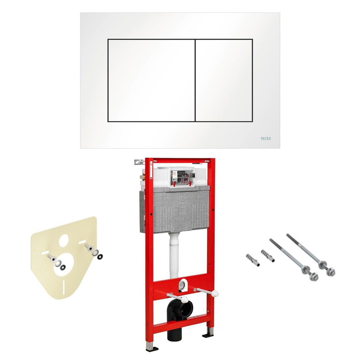 Инсталляция для унитаза комплект 3 в 1 TECE: система инсталляции для подвесного унитаза, кнопка смыва, полный набор креплений. Гарантия 10 лет