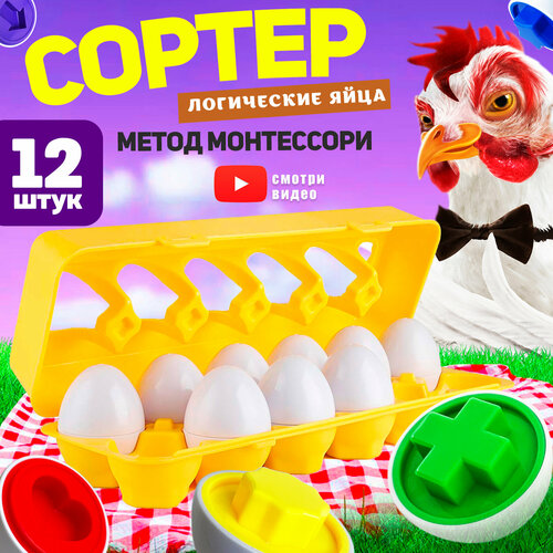 Логические яйца 12 шт/ Игрушка для детей по методике Монтессори