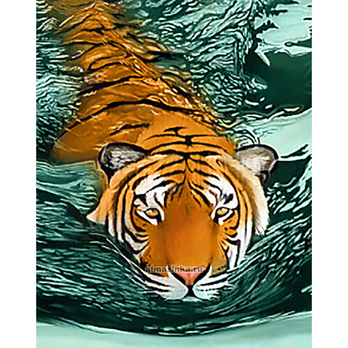 Алмазная мозаика Гранни «Тигровые воды» (48х38 см, полная выкладка, квадратные стразы)