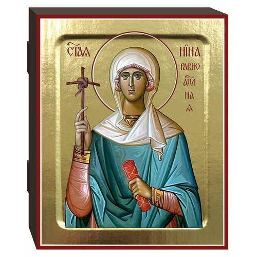 фото Икона "святая равноапостольная нина", дерево, поталь (размер: 12,5*16 см). синопсисъ