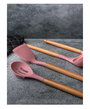 Набор кухонных принадлежностей из бука и силикона, 12 предметов - розовый
