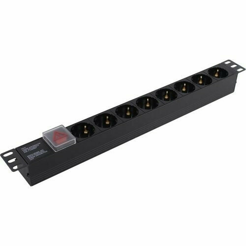 Exegate EX280840RUS Блок розеток ExeGate ServerPro PDU-19H801 Al-8S-C14-SW, 19, 1U, Алюм, 8Schuko, С14