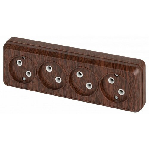 Intro Розетка Quadro 2-207-10 без заземления четырехместная 4х2P 16А-250В IP20 ОУ венге Б0053833 100 шт 38300₽