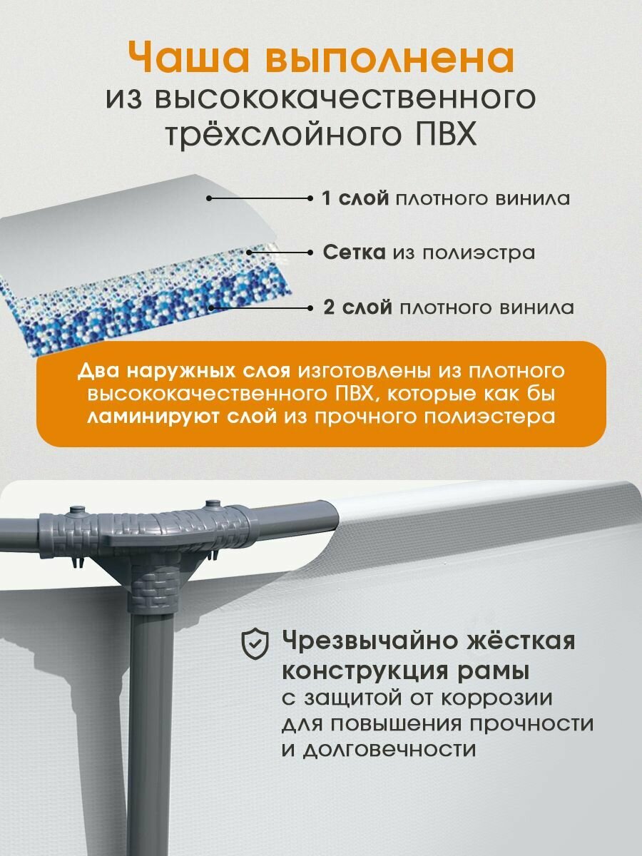Каркасный бассейн Bestway серия "Steel Pro Max" 366х100 см, на 9150 л, с фильтр-насосом и лестницей в комплекте, серый — фото 1
