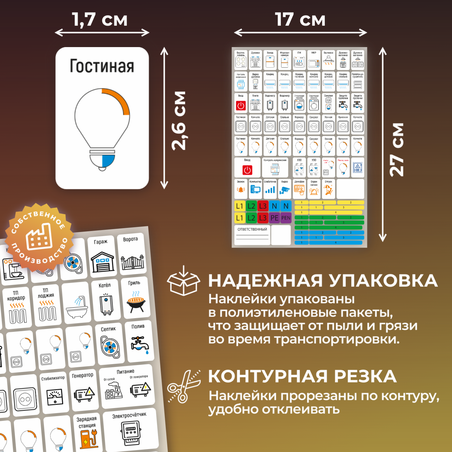 Наклейки в щиты электрические до 48 модулей - маркировка для электрощитов 175 шт. — фото 1