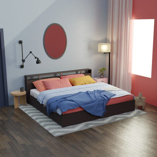 Кровать двуспальная Пространство Уюта Арина с ящиками и основанием ДСП Венге спальное место 200х160 см габариты 220х167 см 13203₽