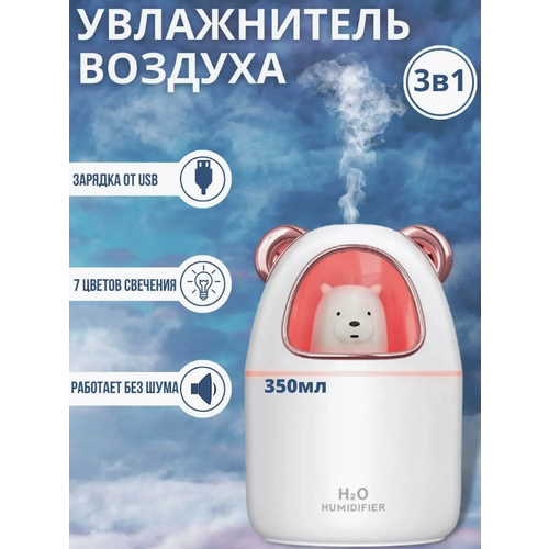 Увлажнитель воздуха мини Мишка с подсветкой ультразвуковой белый 55000₽