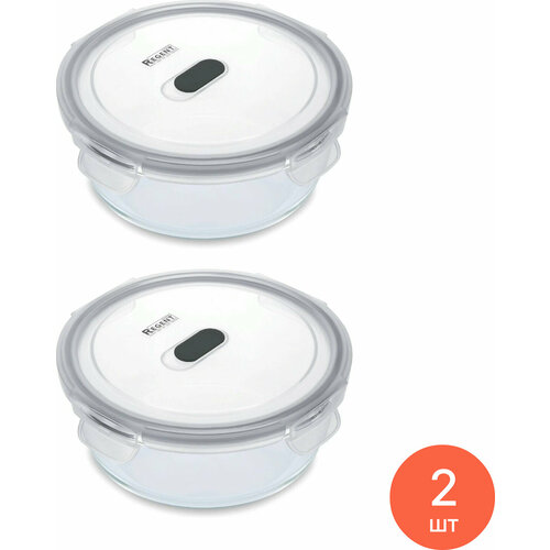Контейнер для хранения продуктов Regent Inox Регент Инокс Linea Desco 93-DE-CA-21-1300 круглый стекло с пластиковой герметичной крышкой прозрачный 20169см объем 13л емкость герметичная комплект из 2 шт 1926₽