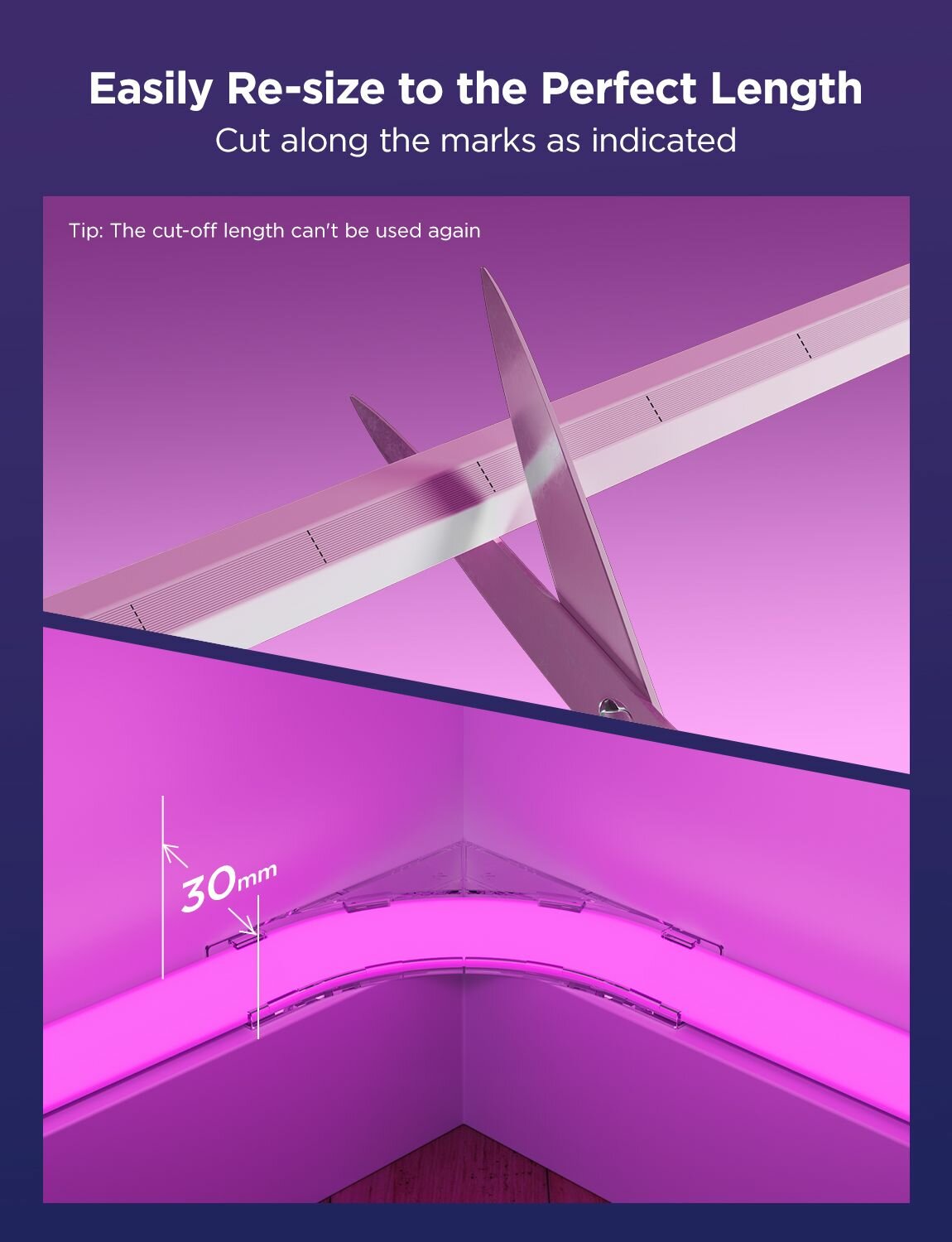 Светодиодные Ленты Xiaomi Светодиодная лента RGB Govee Neon Rope Light for Wall Lining H66413D1, умная LED подсветка 5 метров