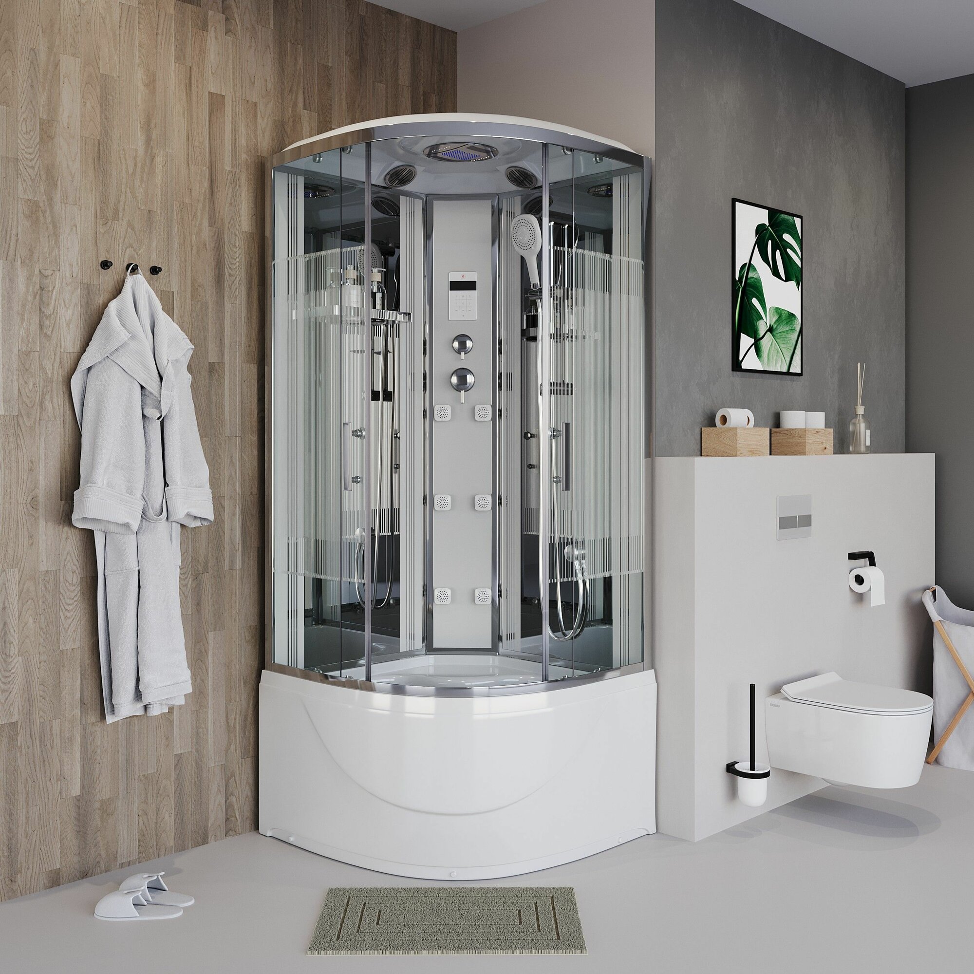 Душ. каб. NG-709-01 (1000х1000х2200) высокий поддон(48см) 4 места — фото 1