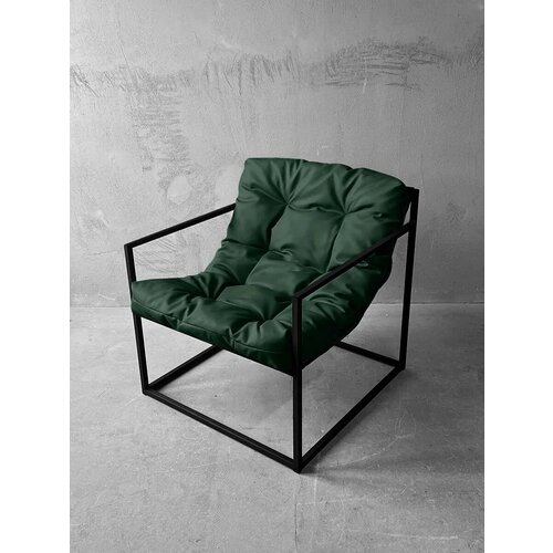 Кресло для отдыха Лофтовик Комфи + кожзам зеленый