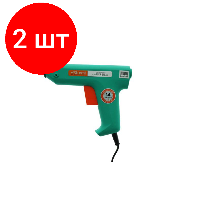 Комплект 2 штук Пистолет клеевой Sturm! 78Вт 11мм 6 стержней (GG2470C1)