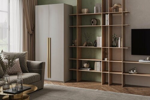 Изображение товара Шкаф распашной МебельЛэнд24 Лорена Хит - 2 Кашемир 100x40x240 бежевый для одежды двухдверный