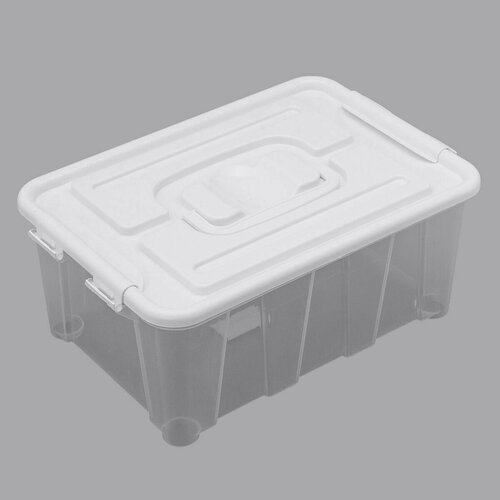 Контейнер для хранения пластмассовый с крышкой и ручками 4л, 285*190*120 мм (белый)