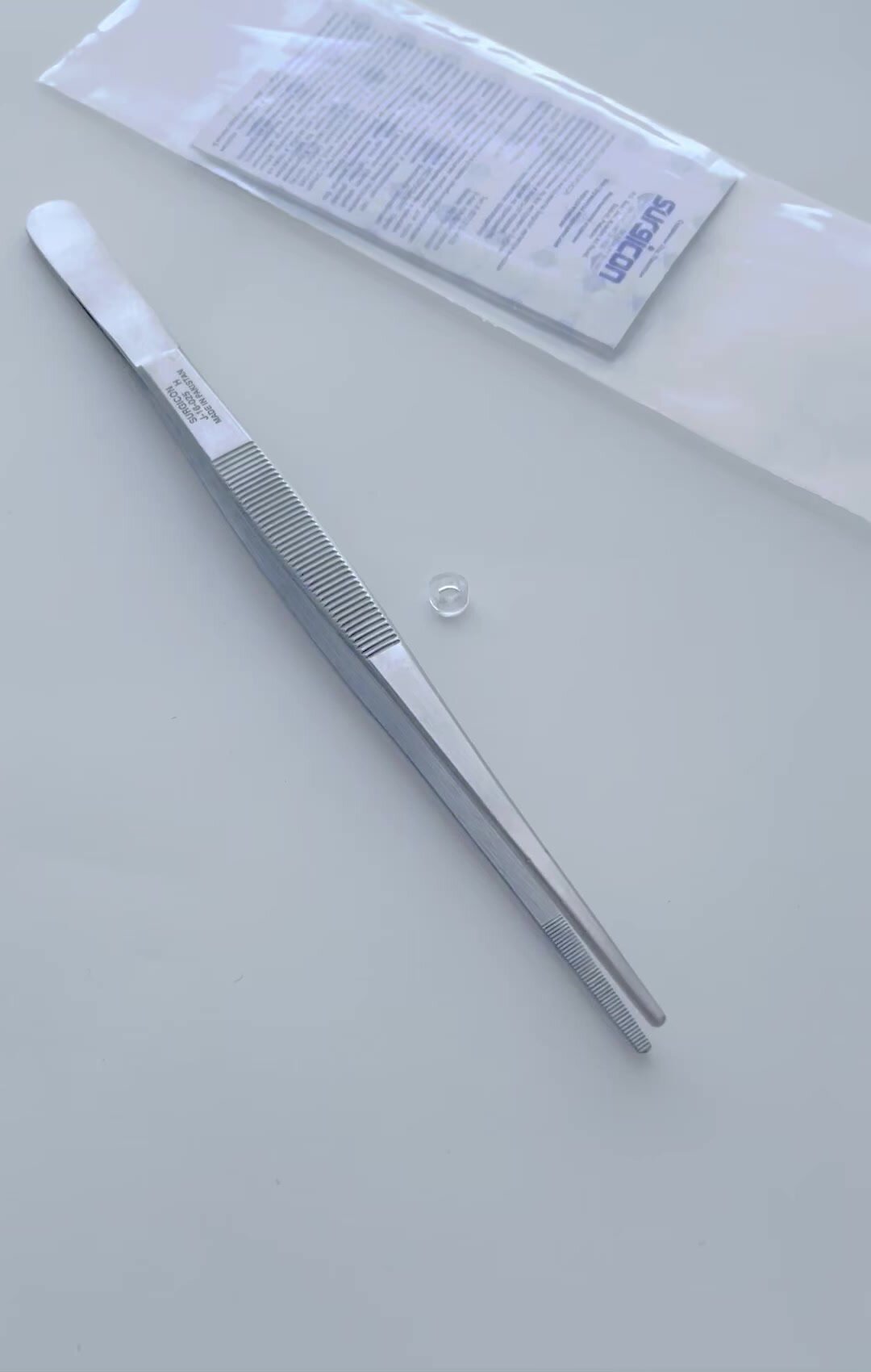 Пинцет медицинский анатомический прямой 20 cм Surgicon J-16-025, нержавеющая сталь — фото 1