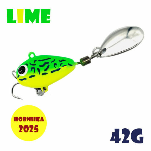 Блесна Тейл-Спиннер для рыбалки Uf-Studio Hurricane 42g #Gria Lime