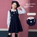 ASK JUNIOR Girls' Dress, Autumn Children's Faux Two-Piece School Style Uniform D...