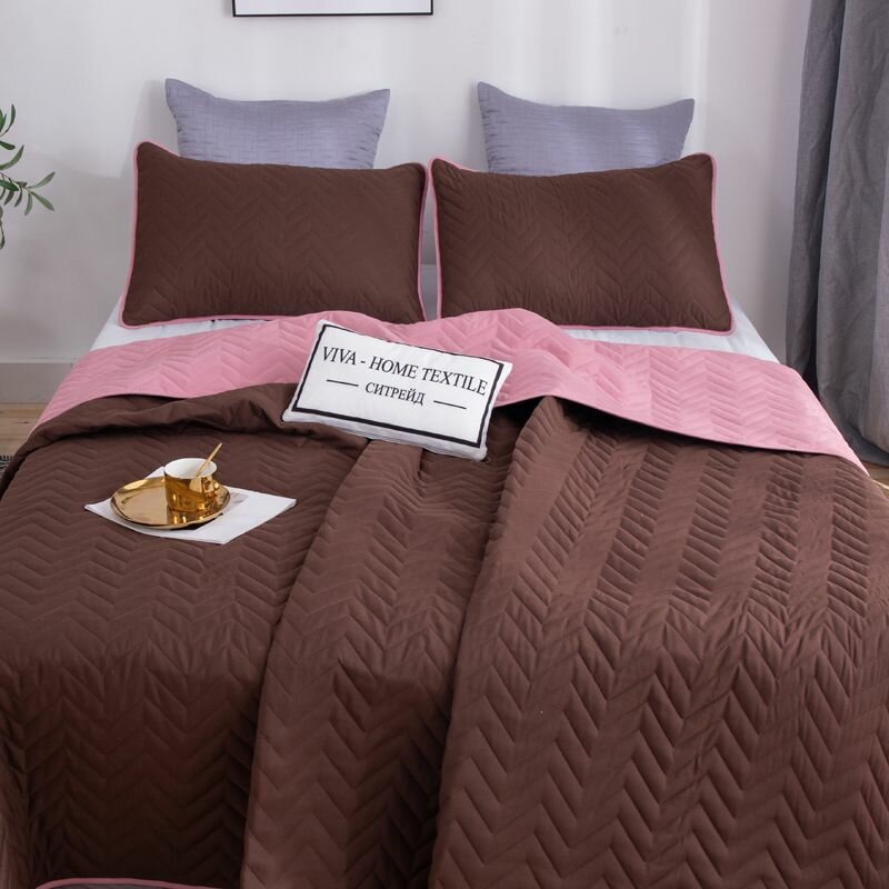 Покрывало VIVA HOME двустороннее стеганое евро 220 см x 240 см с наволочками