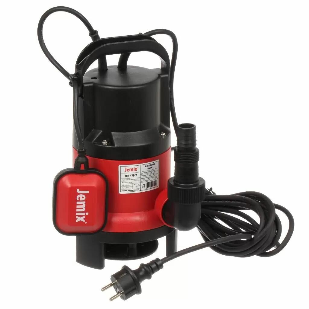 Насос дренажно-фекальный Jemix 550 Вт глубина погружения 5 м максимальный напор 7 м 10.5 м³/ч ФН-175-7