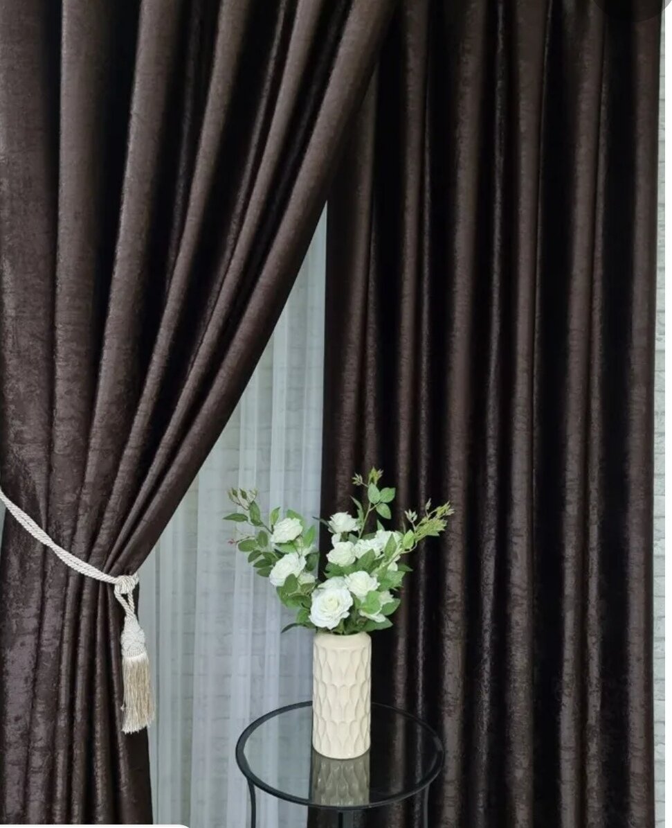 Шторы софт мягкие и эластичные цвет венге выс.250см. шир.150см. Для спальни, гостиной.