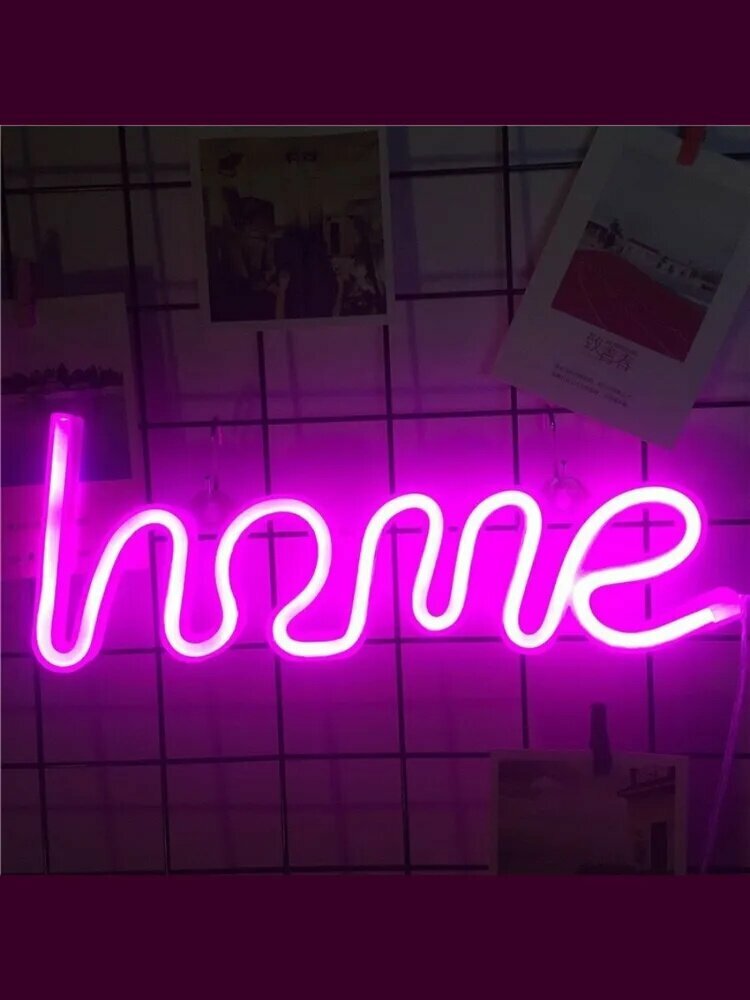 Неоновая светодиодная вывеска Home с питанием от USB или батареек для украшения гостиной и праздников