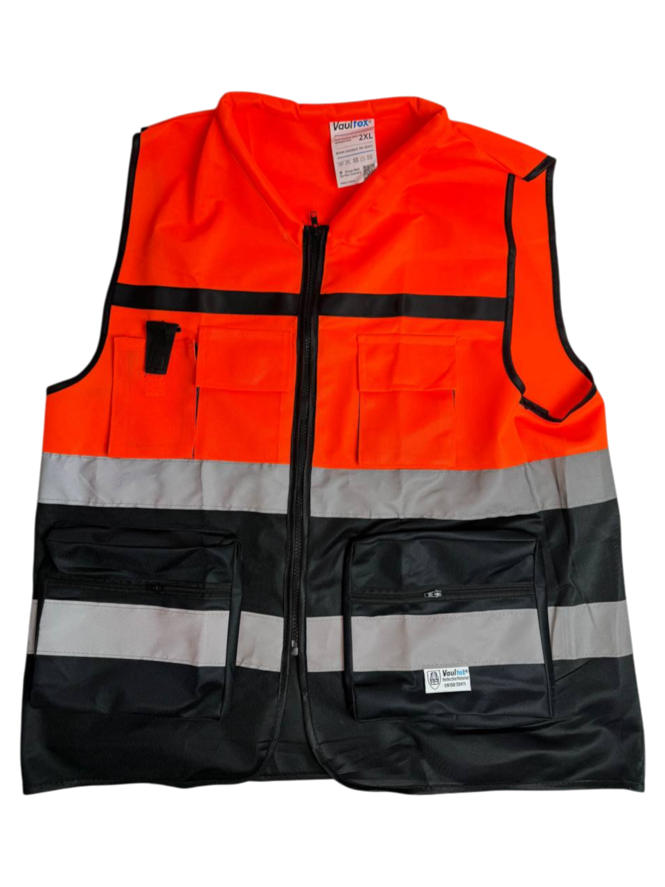 Жилет сигнальный, светоотражающий, с карманами, оранжевый, размер 2XL