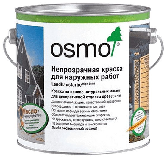 Краска масляная OSMO Landhausfarbe влагостойкая полуматовая 2308 темно-красный 0.75 л - фотография № 1