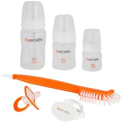 Bebek Стартовый набор бутылочек Starter Set (5 предметов), с рождения, белый/оранжевый