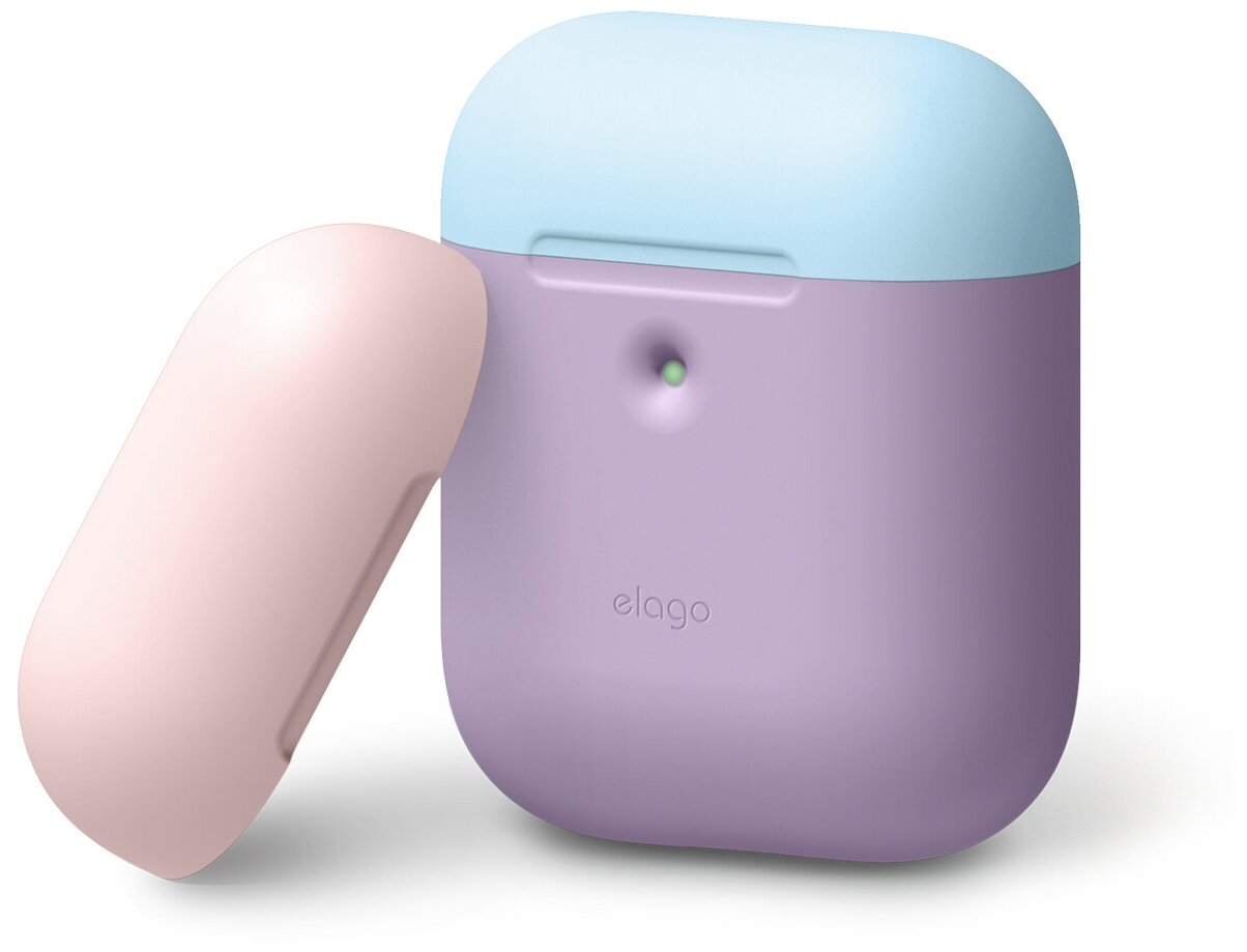 Чехол Elago для AirPods wireless Silicone DUO Lavender с крышками Pink и Pastel Blue