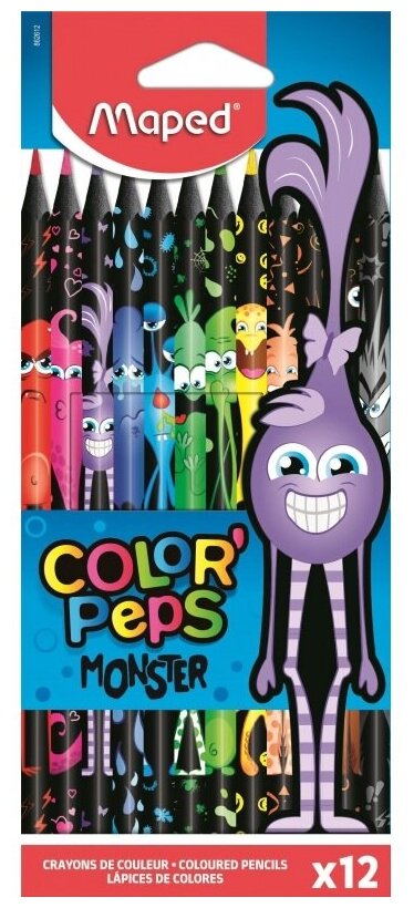 Карандаши цветные 12 цветов Maped Color'Peps Monster (L=175мм, 3гр) (862612)