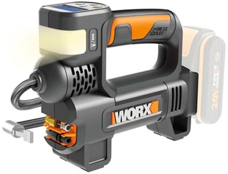 Насос с фонарем для автомобиля WORX WX092.9 20V аккумуляторный без батареи и зарядки