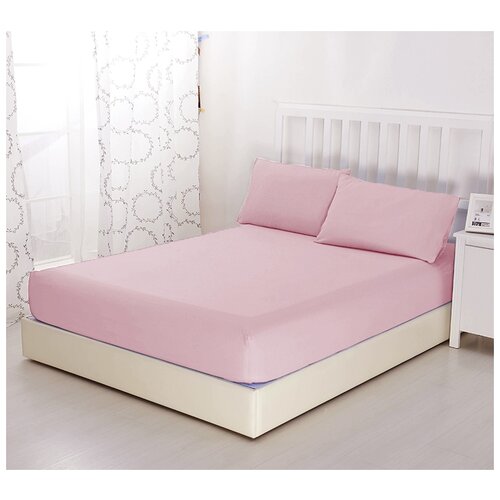 фото Простыня на резинке бледно-пурпурный, 140х200х20, трикотаж текс-дизайн