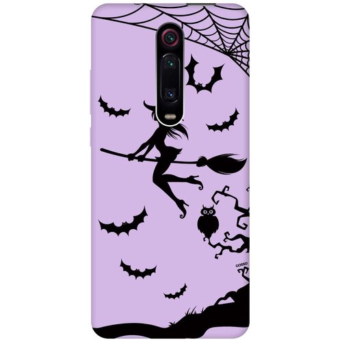 фото Силиконовая чехол-накладка silky touch для xiaomi mi 9t / mi 9t pro / k20 / k20 pro с принтом "witch on a broomstick" сиреневая gosso
