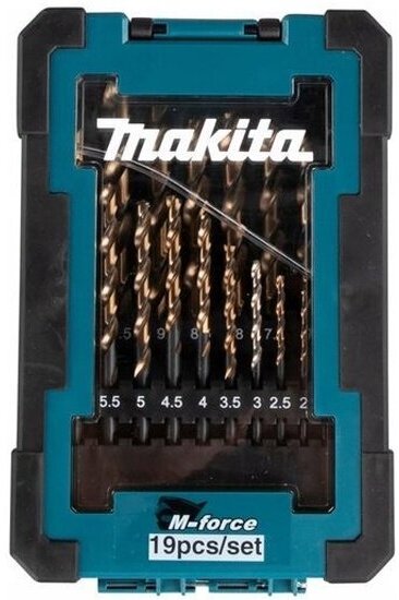 Набор сверл Makita M-force 19 шт. (1-10 мм, шаг 0.5 мм) D-67583