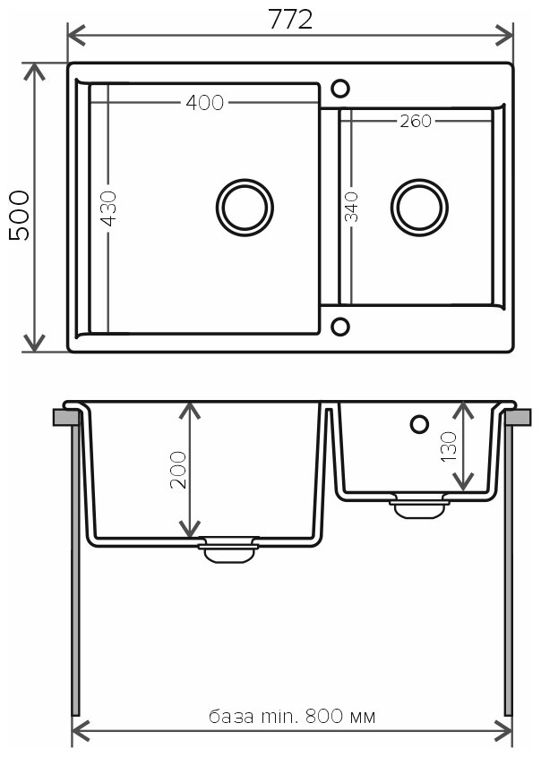 Кухонная мойка Polygran BRIG-772 (№14 Серый) - фотография № 3