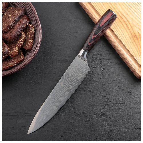 фото Нож кухонный "изыск" лезвие 20,5 см, нержавеющая сталь 5cr15mov, рукоятка сосна 4294099 сима-ленд