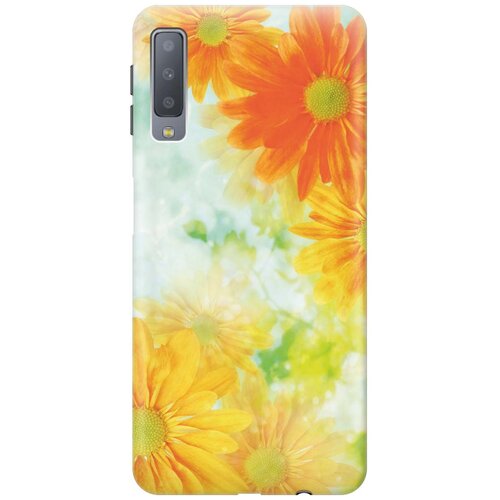 фото Gosso ультратонкий силиконовый чехол-накладка для samsung galaxy a7 (2018) с принтом "оранжевые цветы"