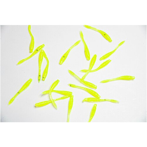Силиконовая приманка для мормышинга TWorm 25 мм, цвет Лимонный / Шартрез/ Charteuse, уп. 20 шт.