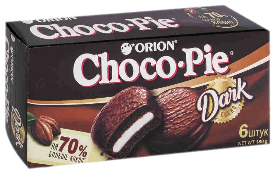 Пирожное Orion Choco Pie Dark, 180 г, 6 шт. в уп. - фотография № 1