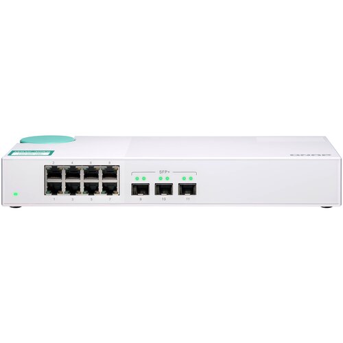 QNAP Коммутатор QNAP QSW-308S Unmanaged 10 Gb / s switch with 3 SFP + ports and 8 1 Gb / s RJ-45 ports, throughput up to 76 Gb / s, JumboFrame support