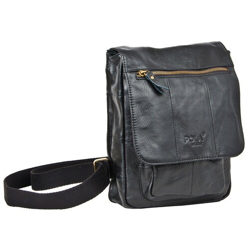 фото Мужская кожаная сумка 1502ч черный polar
