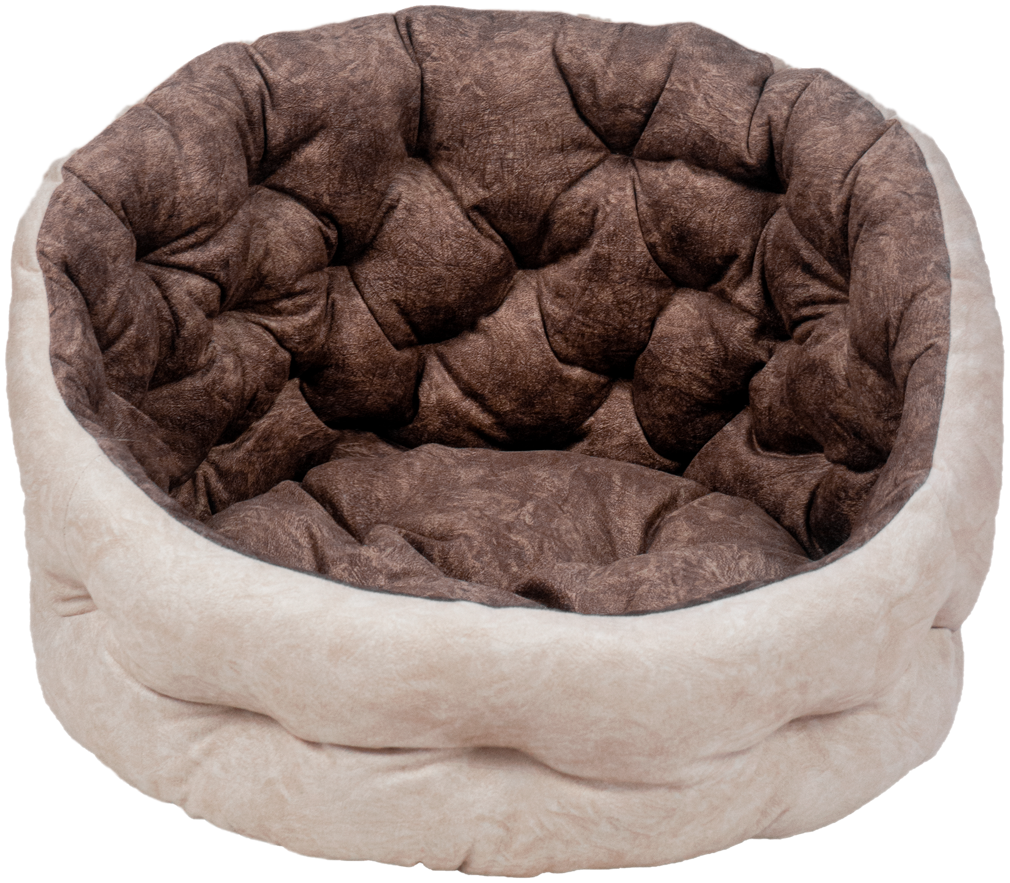 Лежак для собак и кошек, 40х40, коричневый, (мебельный микровелюр, холлофайбер)