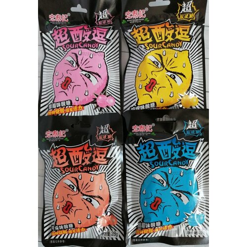 Кислые конфеты Sour Candy Hong Tai Foods 4 шт по 28 гр.