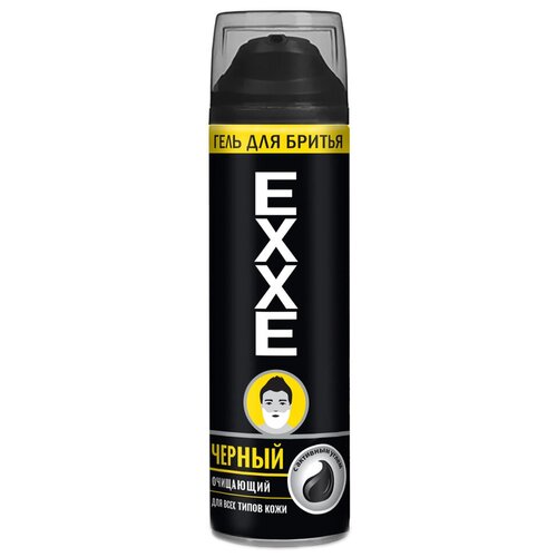 Гель для бритья Exxe Активированный уголь черный, для всех типов кожи, 200 мл
