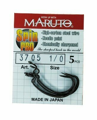 Крючки рыболовные офсетные MARUTO Spin Pro 3705 Цвет: BN Размер: №1/0 (Упак. 5шт)