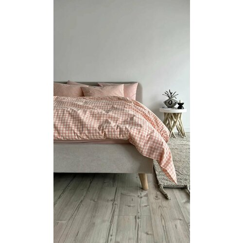 Пододеяльник 240х220 из варёного хлопка, цвет Peach Vichy