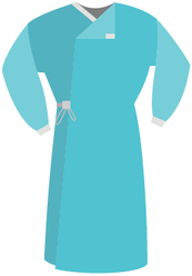 Халат хирургический нестерильный 140 см гекса, размер 52-54, рукав с манжетой, спанбонд 25 г/м2, голубой