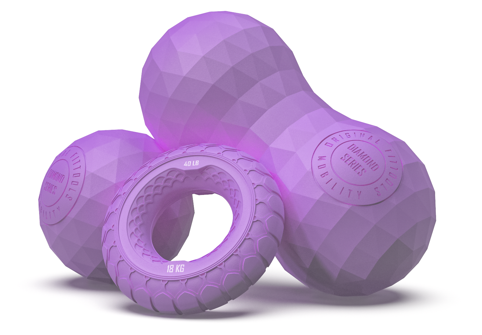 Набор из двух массажных мячей с кистевым эспандером пурпурный Original FitTools